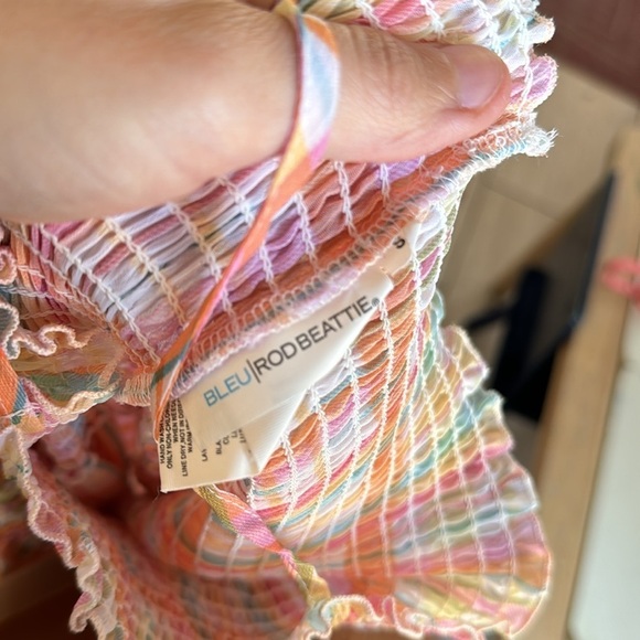 Bleu Rod Beattie Hip To Be Square Smocked 4 Tier Cover Up Sheer Dress Small - Picture 3 of 6